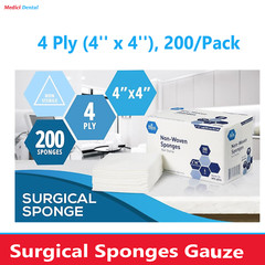 Non Woven Gauze Sponges 4 x 4 – Non-Sterile- 4-ply – 200/Pk Sponge Cotton Large