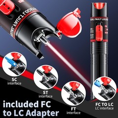 30/50KM VFL Fiber Optic Tester Rechargeable with FC Male to LC Female Adapter