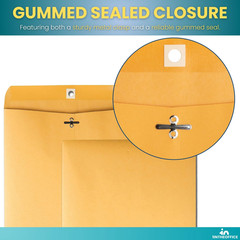 Clasp Envelopes 10X15, Brown Manilla Envelopes with Clasp, Gummed Flaps, 10″ X 1