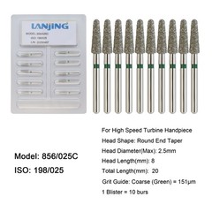 Dental Diamond Burs FG Round End Taper Bur Super Coarse Fine High Speed 856 850