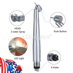 Dental 45 Degree 45° LED E-generator High Speed Handpiece 3 Spray 4 holes ASK fo