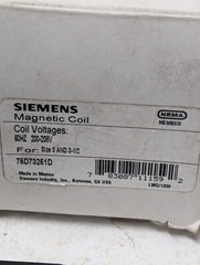 Siemens 75D73251D Magnetic Coil for Size 3 – 3.5 Starter Contactor 200-208 Volt