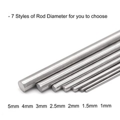 2mm X 200mm 304 Stainless Steel Round Rod Metal Solid Shaft Rods Lathe Bar Stock