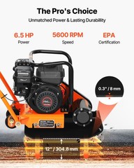 VEVOR 6.5HP Plate Compactor 5600VPM 2360lbs Vibrating Ground Rammer for Asphalt