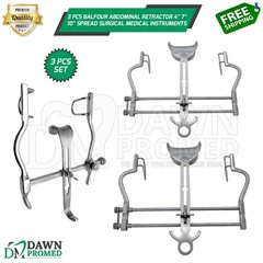 3 Pcs Balfour Abdominal Retractor 4″ 7” 10″ Medical Instruments German Grade