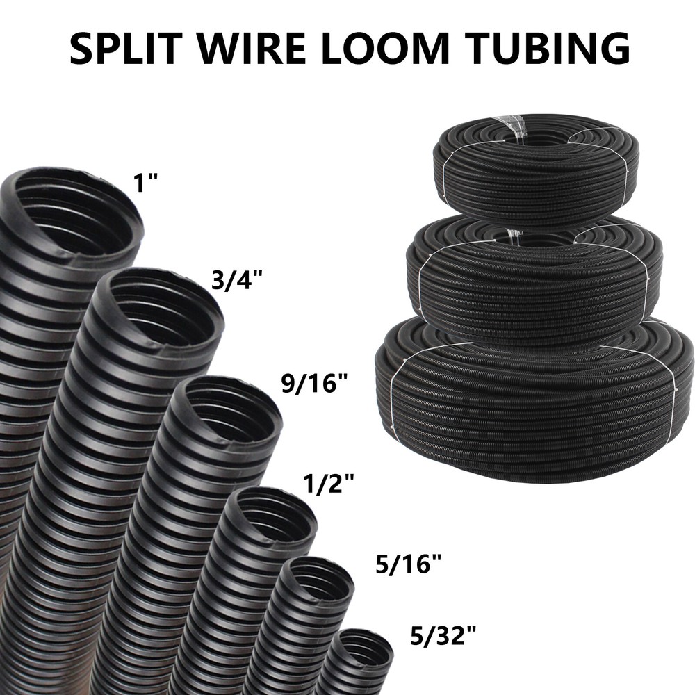 Polyethylene Split Wire Loom Conduit Tubing Harness Wrap Cable Sleeve Cord Lot