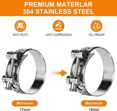 4 Pack 3/4 Inch T-Bolt Hose Clamps Working Range 17Mm-19Mm for 3/4 Inch Hose ID
