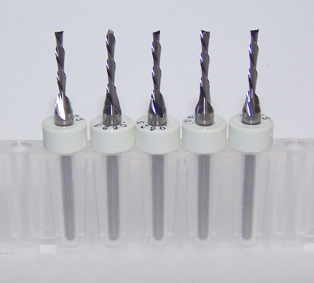 (5) 1/16″ (.0625″) CARBIDE END MILL 2 FLUTE DOWNCUT LONG FLUTE PLASTIC AND WOOD