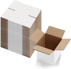 Calenzana 6x6x6 Inches Shipping Boxes Set of 40, White Corrugated Cardboard Box