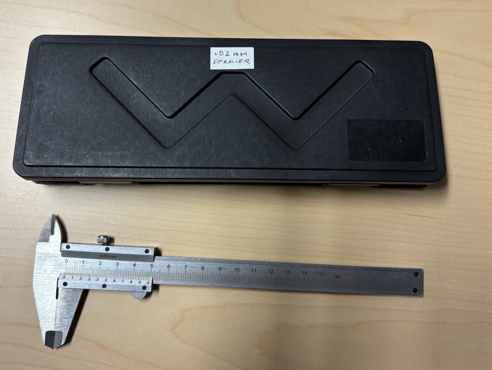 Vintage Metric Vernier Slide Caliper, .02mm, With Plastic Case
