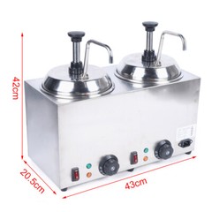 1600W Commercial Hot Fudge Warmer Nacho Cheese Sauce Warmer w/ Pump Dispenser US