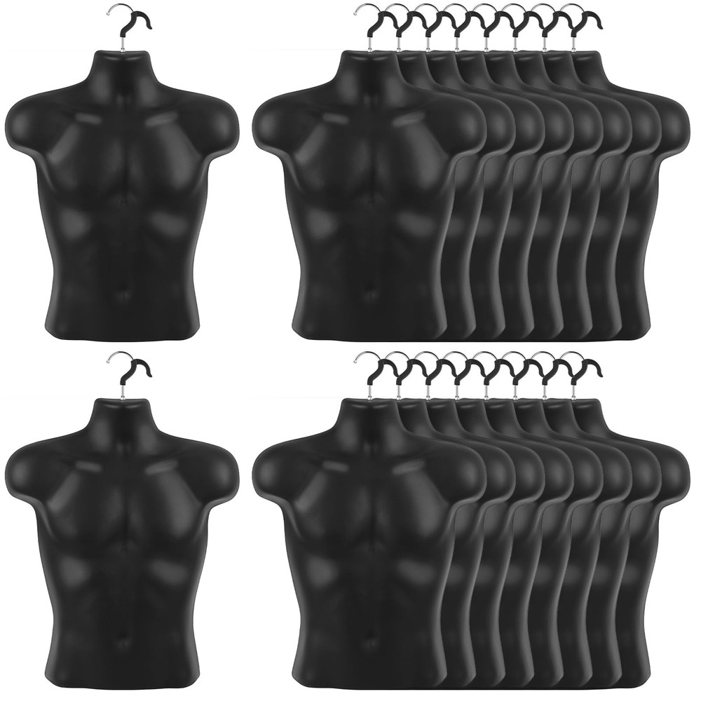 3 Packs Male Mannequin Torso Dress Form Tshirt Display Half Maniquin Body Rounde