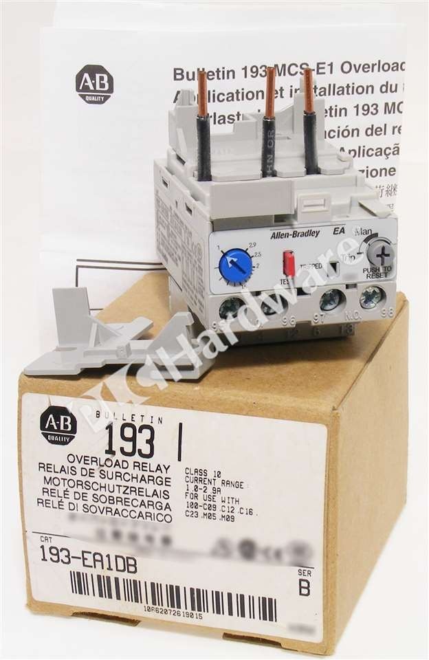 Open Pre-owned Allen Bradley 193-EA1DB /B Motor Protection Overload Relay 1-2.9A