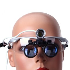 Dental Magnifier Medical Binocular Loupes Surgical LED Head Light Lamp Silver