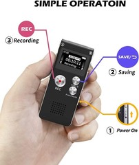 Compact 16GB Digital Voice Recorder with Noise Cancellation & 30 Hours Playback