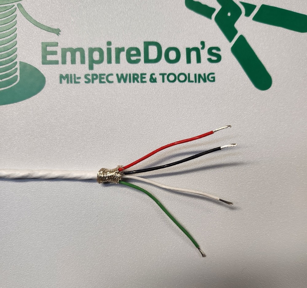 Wire Mil-Spec (PTFE) 20 AWG 4 Cond, Shielded Silver Plated Stranded 10 ft