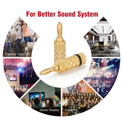 WGGE WG-3333 24k Gold Plated Speaker Banana Plugs-Closed Screw Type (5 Pairs)