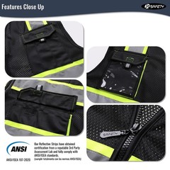 JKSafety Hi Vis Reflective Safety Vests for Men Women High Visibility Vest wi…