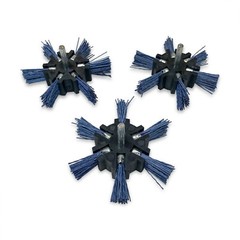 4″ Nylon Flap Brush 1/4″ Shank Medium Coarse 3 Pack Blue Drill Brush Wheel
