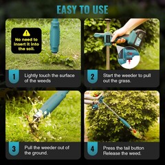 Weed Puller Tool,Electric Stand Up Weed Puller Tool, 21V Battery Powered w/ 1…
