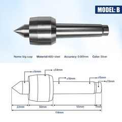 【US】65mm MT2 Lathe Center Tailstock with 4pcs Replaceable Heads For CNC Router
