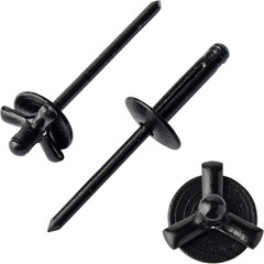 50Pcs 3/16″ X 4/5″ Large Head Tri-Fold Exploding Aluminum Pop Rivets (Black)
