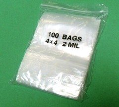 100 Zip Seal Lock Bags 4×4 Clear 2mil Reclosable Poly Zip Slide Bags 4″ x 4″