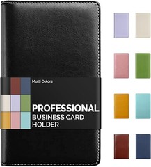 sooez leather professional business card book holder organizer, 240 card, black