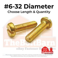 #6-32 Brass Slotted Fillister Machine Screws (Choose Length & Qty)