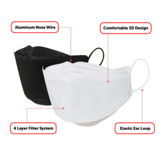 KF94 BLACK Face Protective Mask Made in Korea KFDA Approved Adult 4 Layers