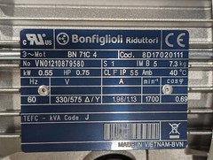 NEW BONFIGLIOLI 0.55kW 0.75hp 3 PH MOTOR Voltage 330/575V 60Hz IP55