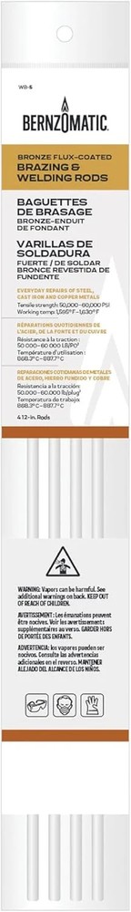 Bernzomatic® Bronze Flux-Coated Brazing and Welding Rods – Four 12 inch Rods for