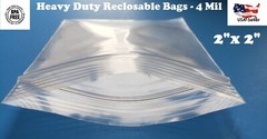 2″x 2″ Clear 4 Mil Plastic Zip Seal Bag Reclosable Top Lock 4Mil Small Baggie