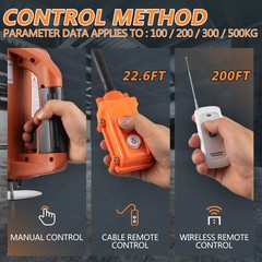 3 in 1 Portable Electric Hoist Winch Crane 1100lbs Wired/Wireless Remote Control
