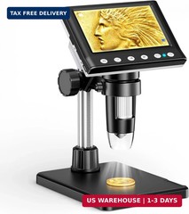 4.3 Inch LCD Digital Coin Microscope, 1000X USB Magnifier with 8 Adjustable LED