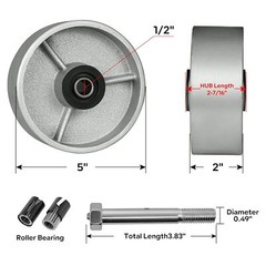 4″/5″/6″/8″ Industrial Casters, Steel Cast Iron Wheel , Heavy Duty Caster