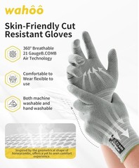 wahoo Food Grade Cut Resistant Gloves Level 5, ANSI 4 Lightweight Breathable NEW