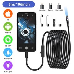 IP67 Waterproof Dual Lens Endoscope 5M HD Snake Inspection Camera Plumbing Tool