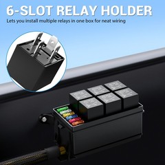 12V Automotive Relay Box, 6 Way Relay Fuse Box 12 AWG Pre-Wired Fuse Circuit Box