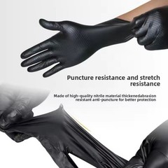 Multifunctional Nitrile Disposable Gloves 8 Mil Raised Diamond Texture BLACK
