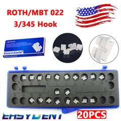 20Pc/pk Dental Orthodontic Ceramic Brackets Braces ROTH/MBT Slot.022 Hooks 3-4-5