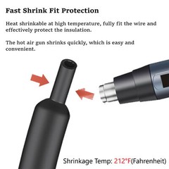 BLACK Heat Shrink Tubing Tube Dual Wall 3:1 Adhesive Glue Lined Waterproof
