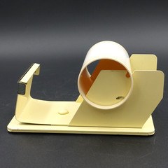 Vtg Steel Desk Tape Dispenser 3.5″ W Roll Heavy Duty Yellow Rubber Feet Taiwan