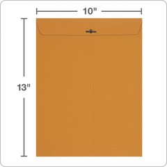 Columbian 10 x 13 Clasp Envelopes, Gummed, 28 lb Brown Kraft, Large, White