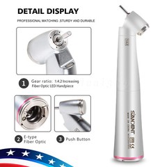 45° Angle Head Dental 1:4.2 Increasing LED Optic Contra Angle handpiece Inner US
