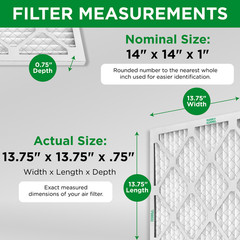 14x14x1 MERV 8 Pleated AC Furnace Air Filters. 12 Pack