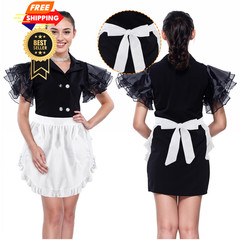 Qianyu Women’s Waitress Kitchen Cleaning Half Apron White One Size,