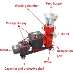 Feed Pellet Machine 3mm Feed Granulator Feed Pelletizer 4 Head Press Roller 220V