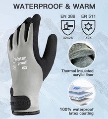 100% Waterproof Gloves Men and Women, Winter Work Gloves Cold Weather Large, NIB