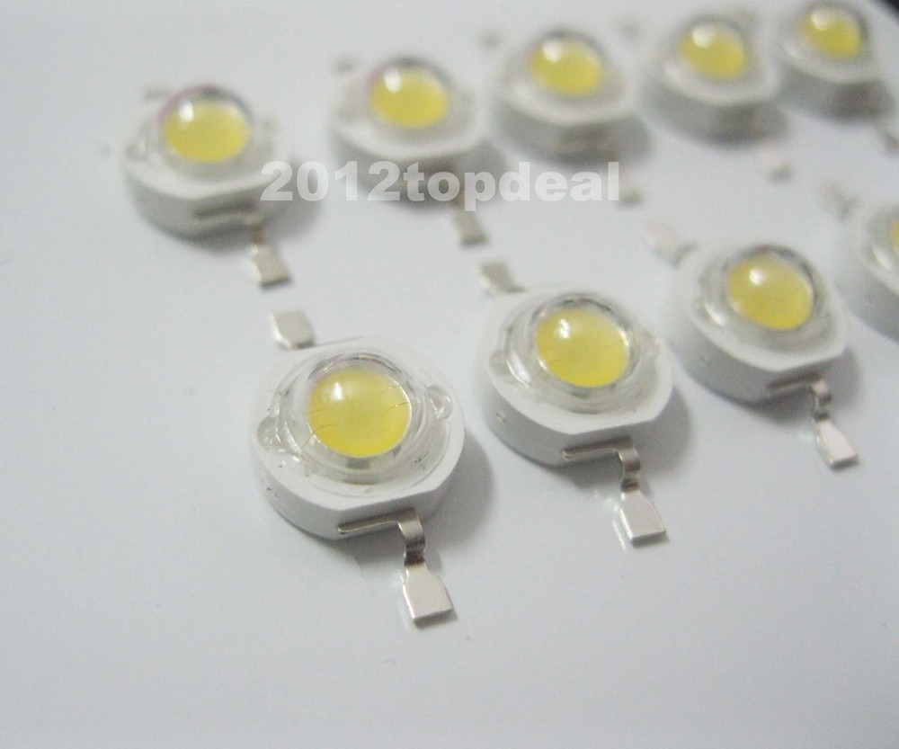 50 Pcs 3W cool White High Power 6000-6500k Led Lamp Beads 200-230 Lm 45mil